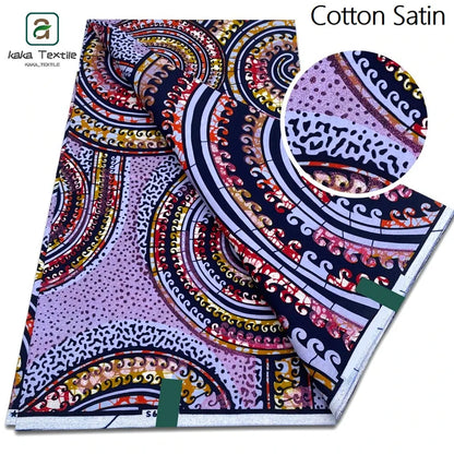 New Grand African Wax Fabric - 6 Yards Cotton Ankara Batik Pagne with Golden Shine Finish for Dresses & Sewing