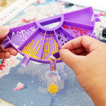 6 Grid Diamond Painting Tray Kit - Large Capacity Drill Plate with Pen & Beading Tools for DIY Cross Stitch Crafts