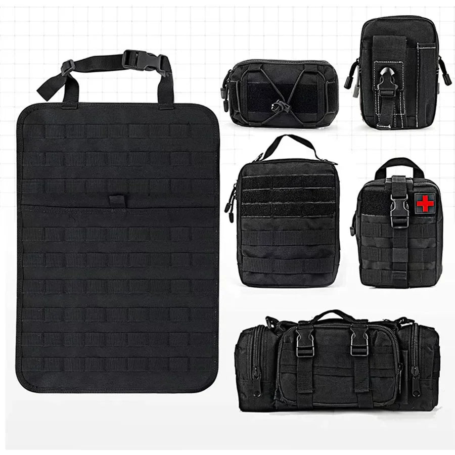 High-Quality 6-in-1 Car Back Seat Organizer – 55x37CM 600D Tactical Hanging Storage Bag