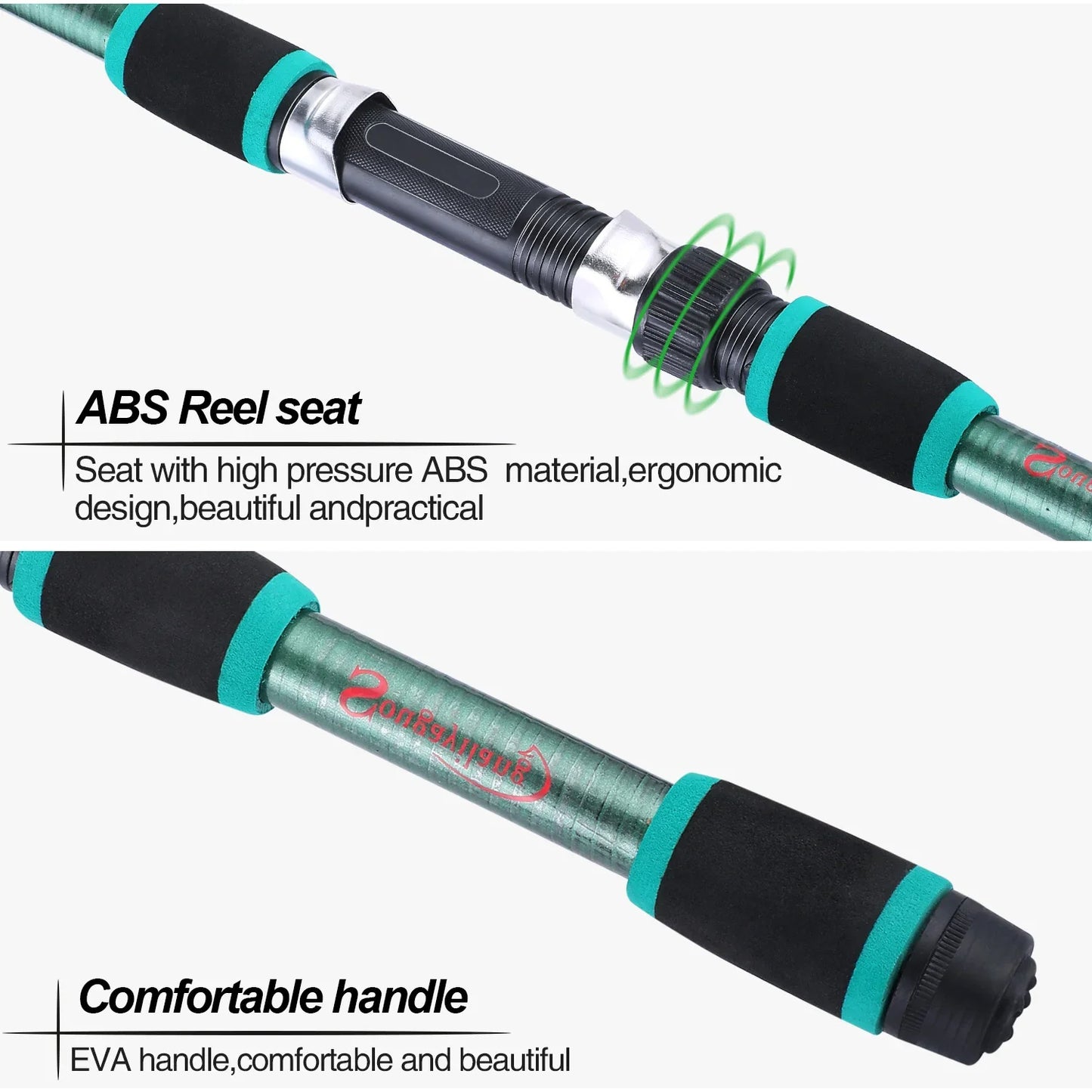 Sougayilang 1.8M Telescopic Fishing Rod - Durable Fiberglass Spinning Rod for Kids & Carp Fishing