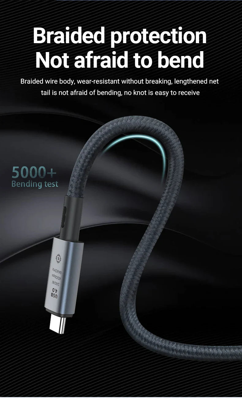 240W USB-C to USB-C Fast Charging Cable — 39.37” Braided High-Speed 40Gbps with 8K Video for iPhone 15 Pro/Max & Samsung Galaxy S22/23