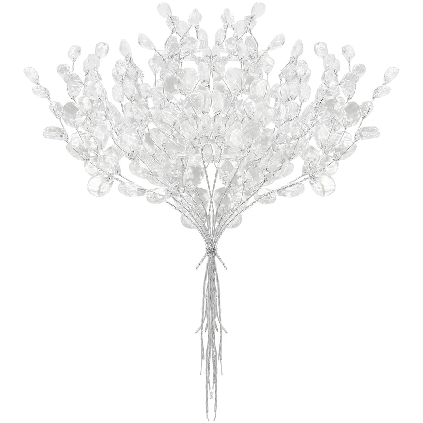 Artificial White Crystal Acrylic Water Droplet – Handmade Christmas & Wedding Bridal Bouquet, Wreath, Hairpin DIY Decor Accessory