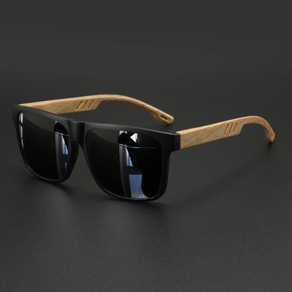 Wood Grain Square Sunglasses - UV400 Unisex Fashion Eyewear for Driving, Hiking & Travel