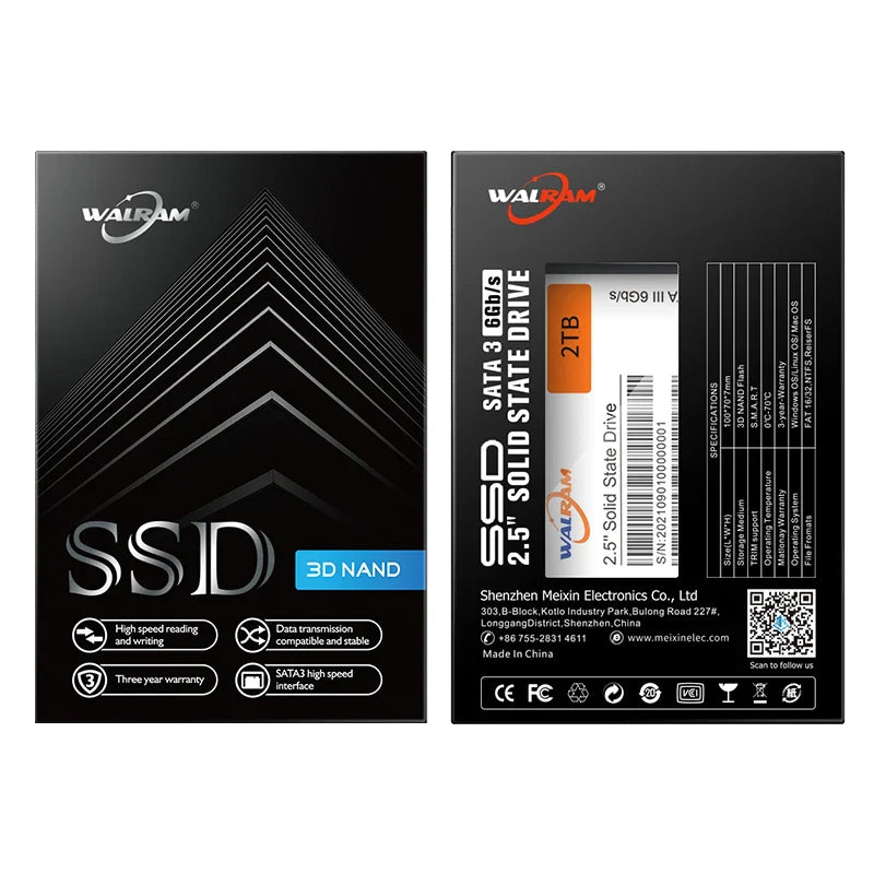 Walram SSD – 1TB, 512GB, 240GB, 256GB, 120GB, 480GB, 500GB SATA3 Solid State Drive for Desktop & Laptop