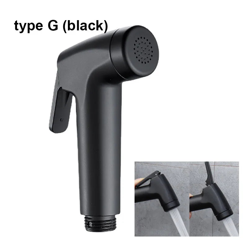White Silver ABS Toilet Bidet Sprayer - Self-Cleaning Handheld Bathroom Shower Head with Faucet Nozzle, Hose & Holder Set