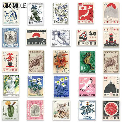 Retro Cartoon Art Sticker Pack - 10/30/50PCS Japanese Style DIY Decals for Luggage, Laptop & Creative Decor