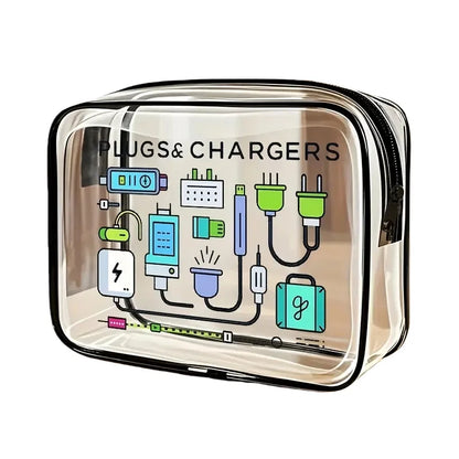 Transparent Travel Tote Bag - Clear Zipper Organizer Case for Toiletries, Makeup, Electronics, Gym, and Airport Use