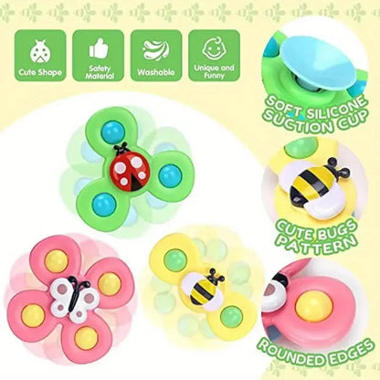 Interactive Bug Flower Suction Cup Toy - Cartoon Spinning Educational Baby Fun Play Activity Toy