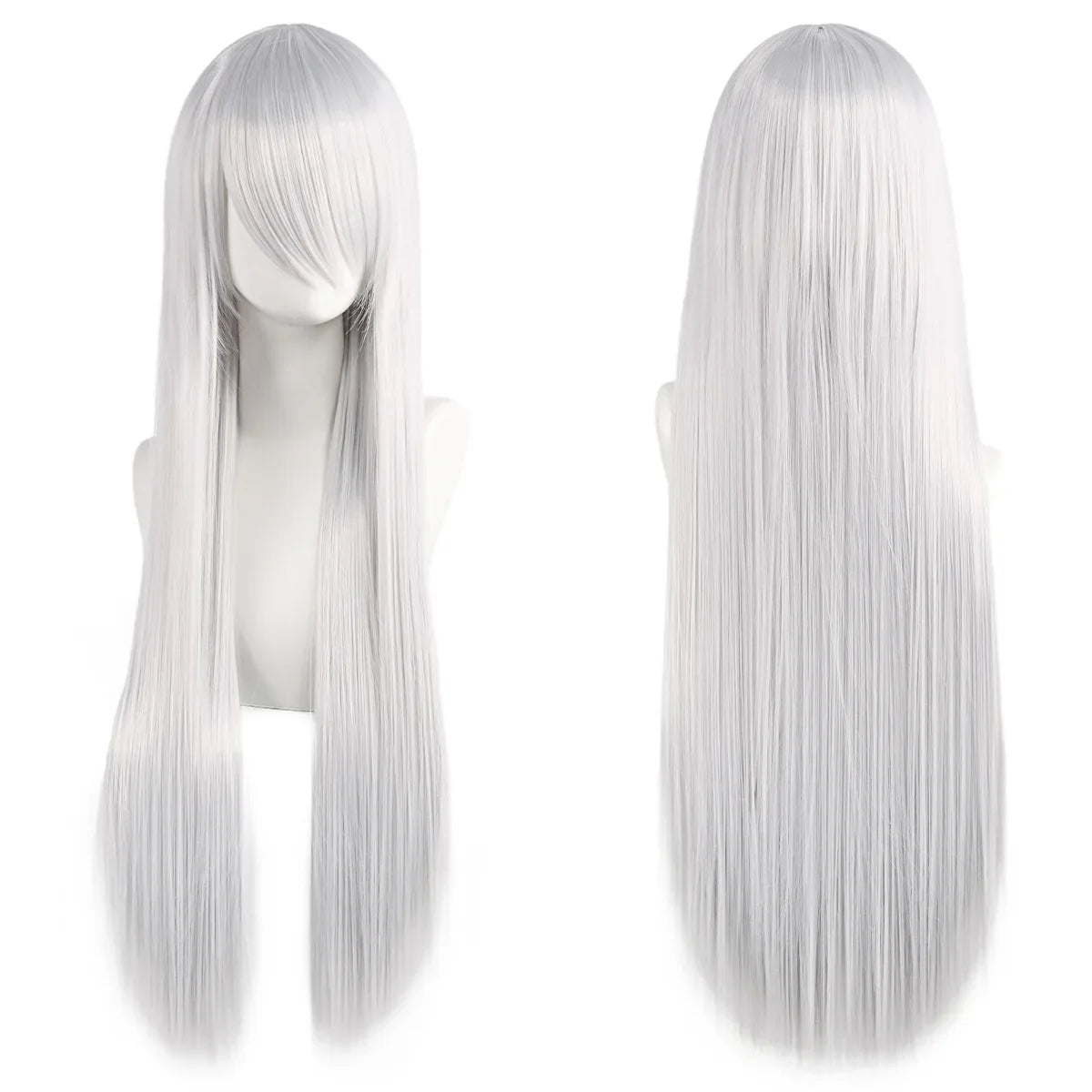 80cm Long Cosplay Wig - Synthetic Straight Hair with Bangs for Lolita Anime Costume Party Styling