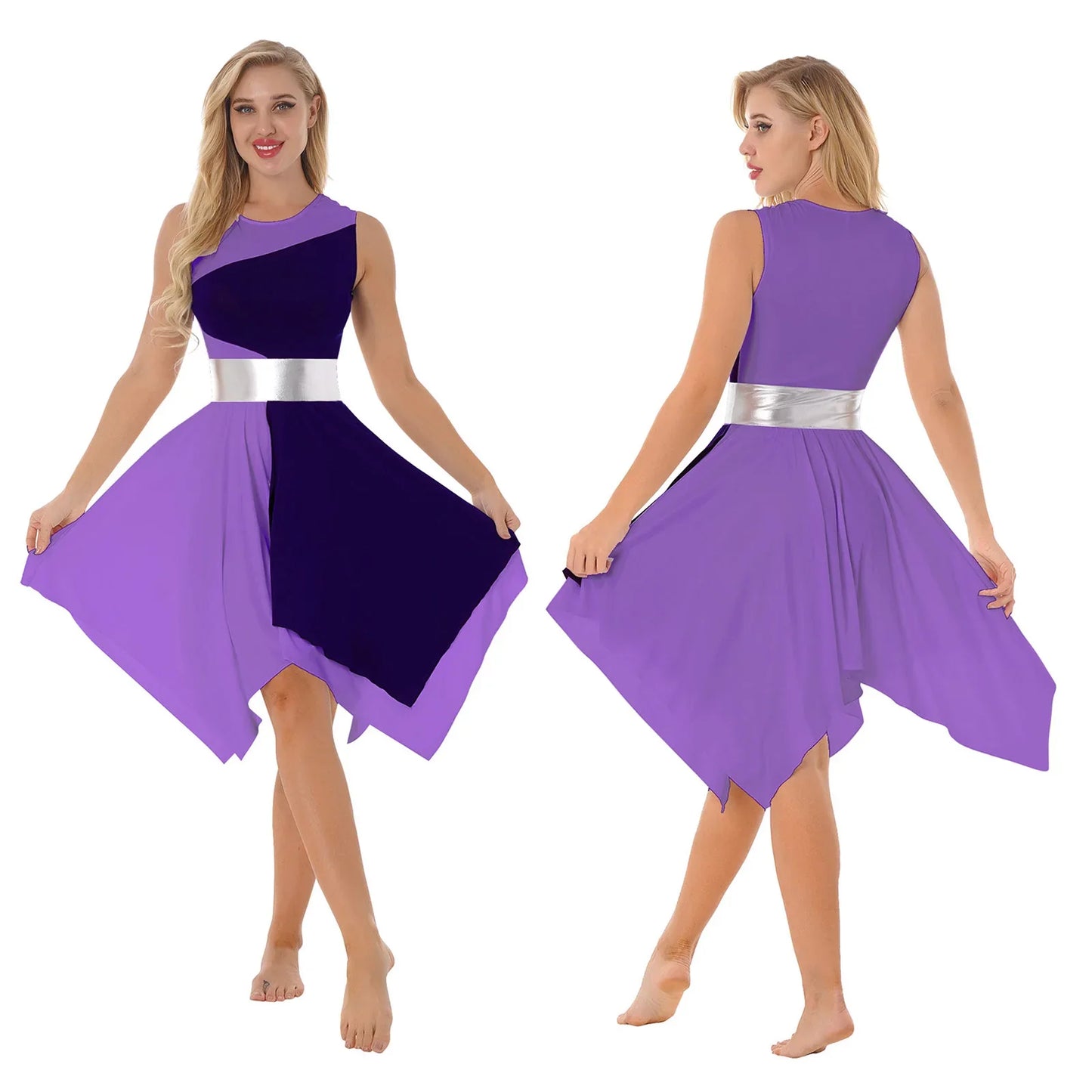 Women’s Liturgical Praise Dance Dress - Irregular Hem Modern Ballet Costume for Choir & Worship Performances