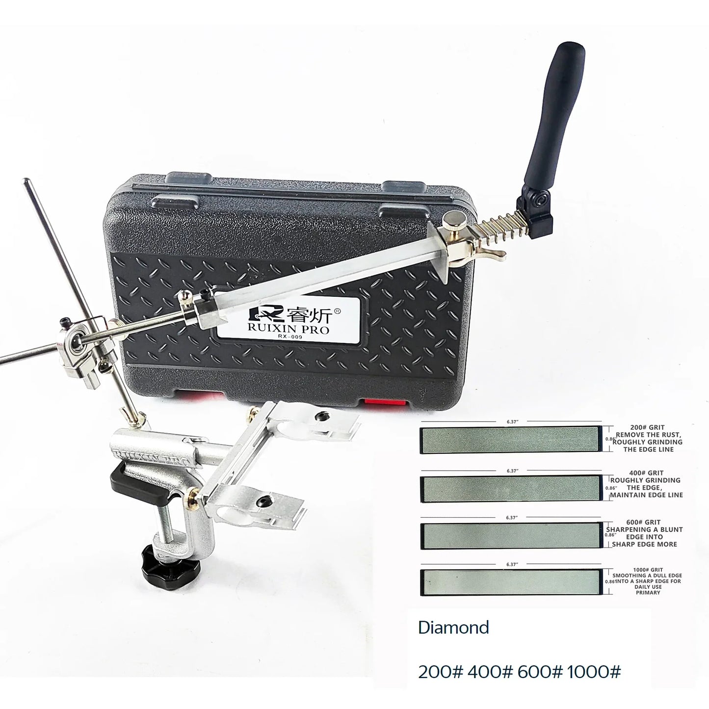 RUIXIN PRO RX-009 Knife Sharpener - Fixed Angle Diamond Whetstone Sharpening & Polishing System