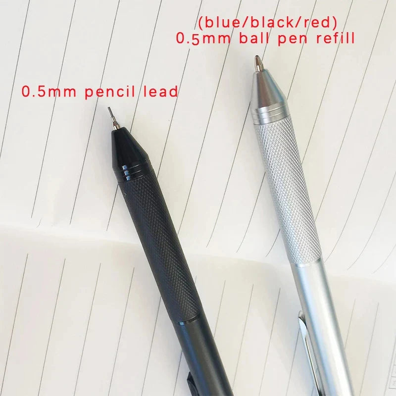 Metal 4-in-1 Multicolor Pen — Gravity Sensor Ballpoint with 3 Colors + 1 Mechanical Pencil, Office and School Stationery Gift