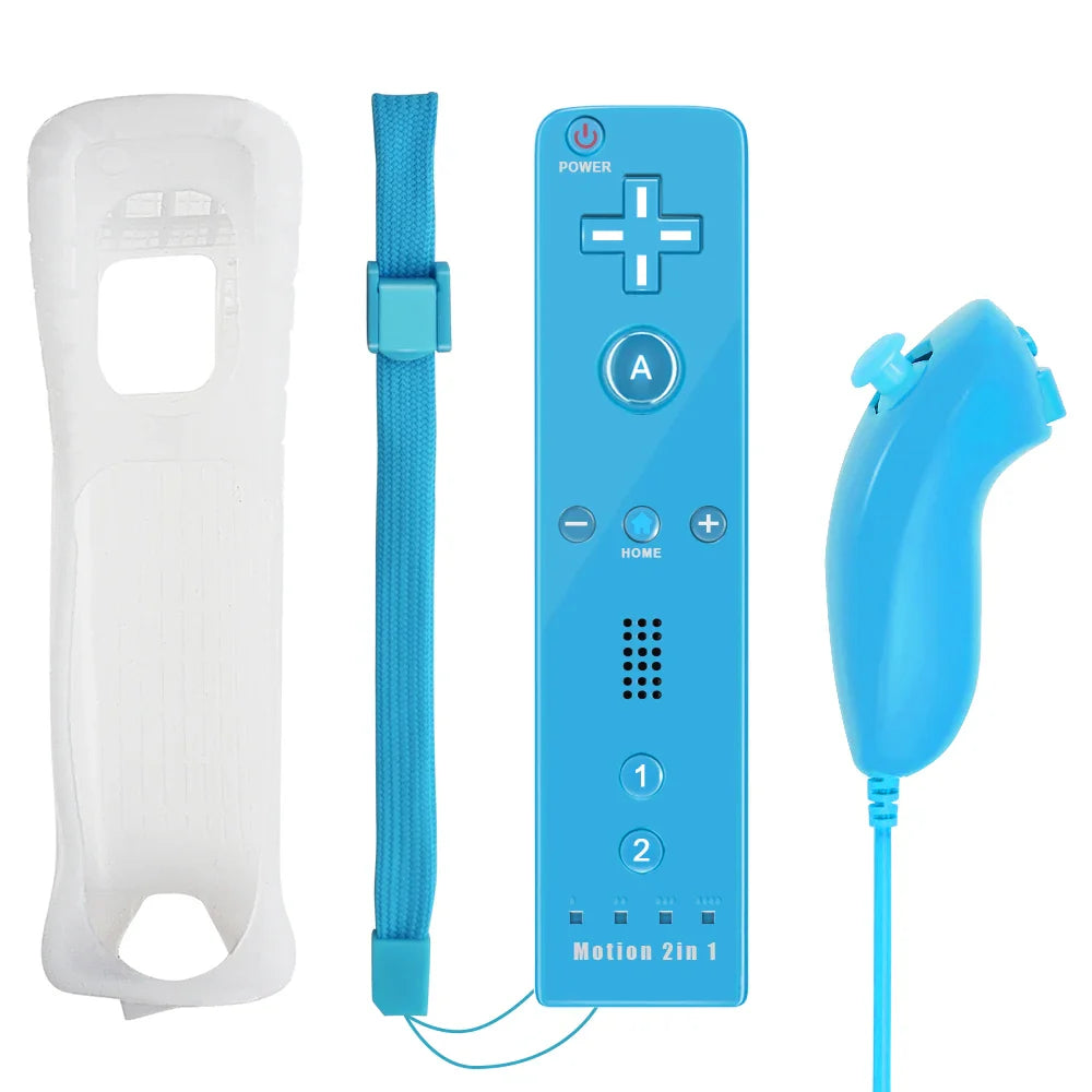 2-in-1 Nintendo Wii Controller Set | Wireless Remote Gamepad with Motion Plus Joystick & Silicone Case