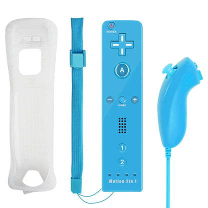 2-in-1 Nintendo Wii Controller Set | Wireless Remote Gamepad with Motion Plus Joystick & Silicone Case