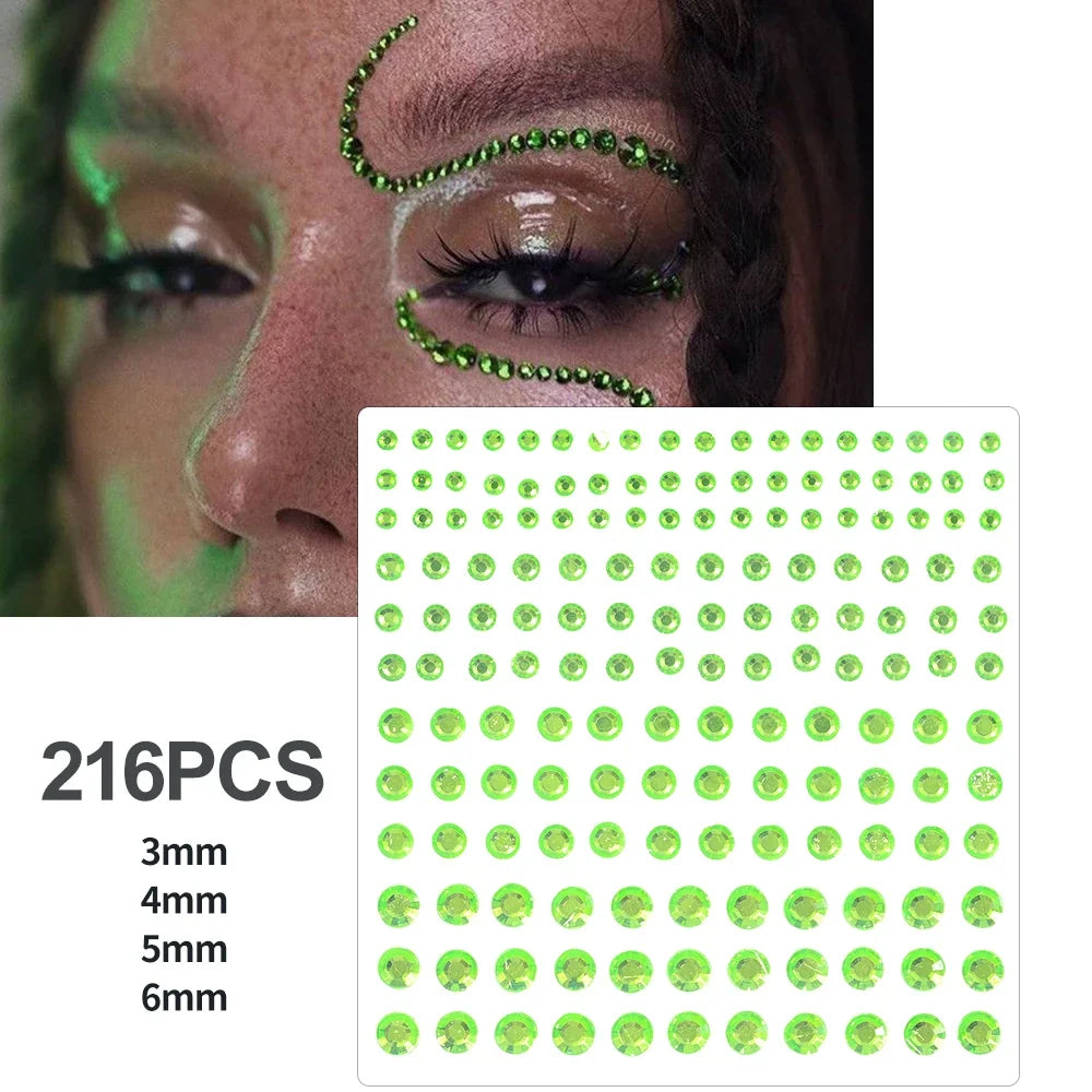 3D Holographic Teardrop Rhinestone Stickers - Self-Adhesive Crystal Diamond Face, Eye & Hair Decoration Tattoos