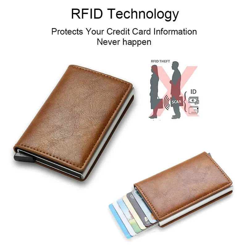 Top Quality Men's Wallet – Vintage Brown Leather Money Bag – RFID Card Holder – Mini Purse, Smart Wallet – Compact and Stylish Pocket Wallet