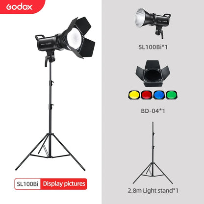 Godox SL100Bi LED Video Light - 100W Bi-Color 2800-6500K Studio Light with Bowens Mount & LCD Display