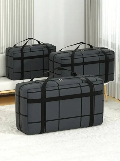 Large Capacity Folding Duffel Bag - Portable Double-Zipper Clothing Storage & Moving Organizer