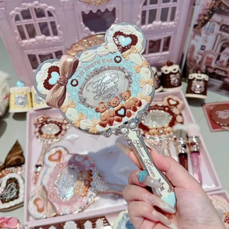 Flower Knows Angel Series Handheld Mirror – White, Black & Pink Compact Mirror