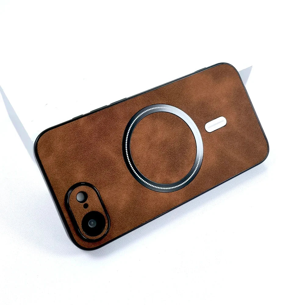 Luxury PU Leather MagSafe Case - Premium Wireless Charging Cover for iPhone 17, 16, 15, 14, 13 & 12 Pro Max