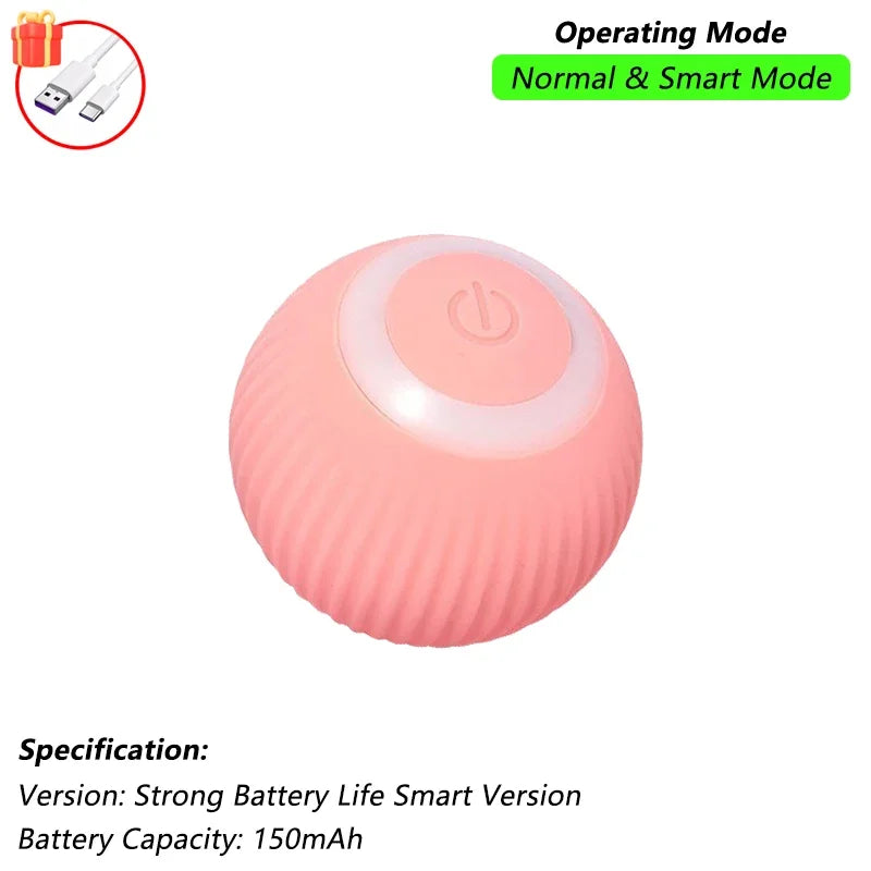 iLMH Smart Cat Interactive Ball Toy - Rechargeable Automatic Rolling Mouse Toy with Faux Tail for Pet Training & Play