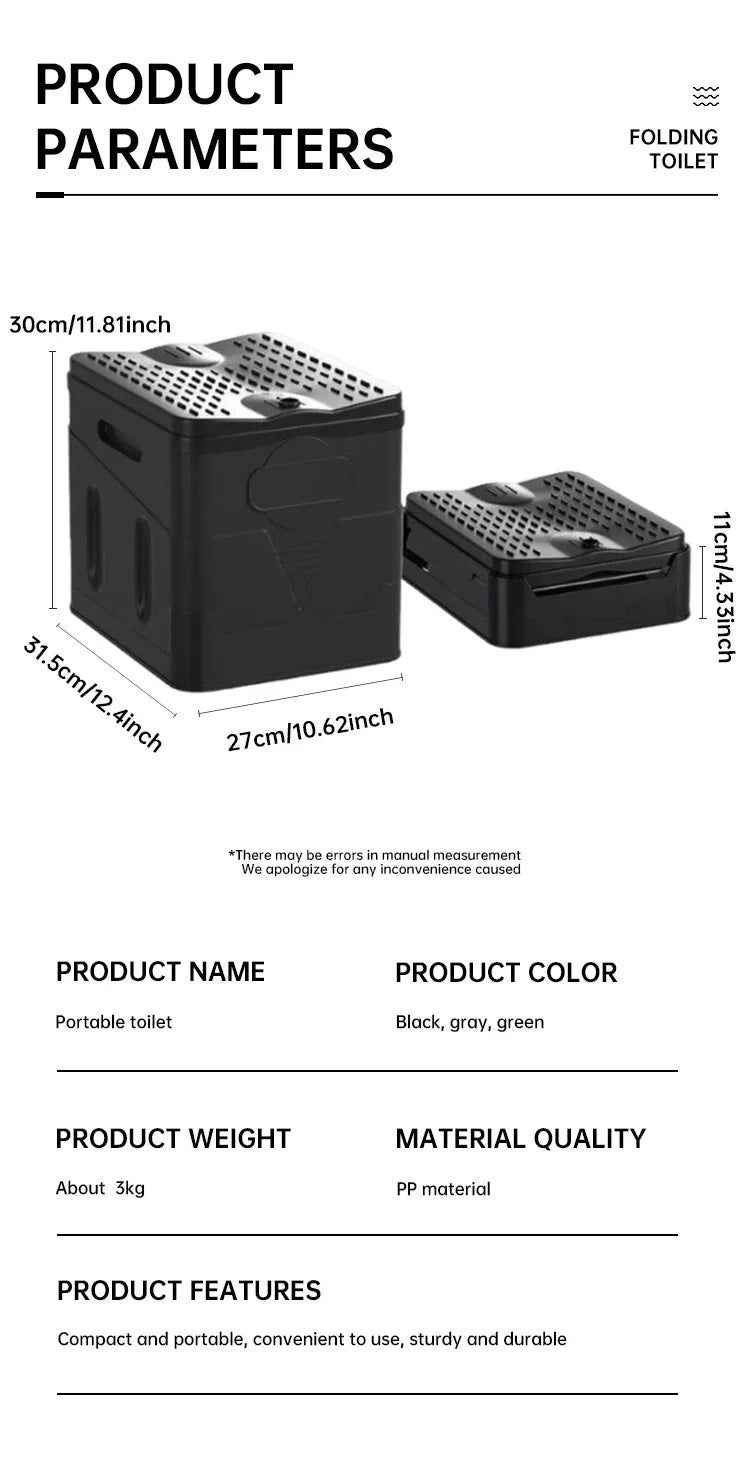 Portable Outdoor Camping Toilet – Odor-Proof Folding Emergency & Multifunctional Travel Toilet
