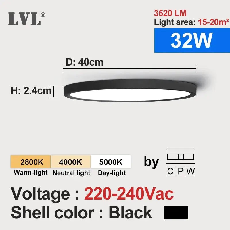 LVL LED Ceiling Light – 3-in-1 Wood Grain & White Round Flush Lamp for Kitchen, Bedroom & Bathroom