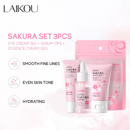 LAIKOU Vitamin C Skin Care Set - Face Cream, Serum & Eye Cream Moisturizing Anti-Wrinkle Facial Care Kit