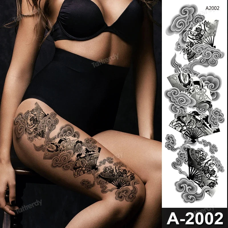 Large Temporary Leg Tattoos for Women - Sexy Animal & Anime Skull Water Transfer Body Art Stickers
