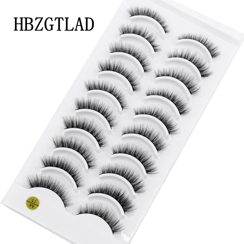 HBZGTLAD 10 Pairs 3D Faux Mink False Eyelashes – Natural Long Look Short Mink Lash Extensions for Makeup & Beauty