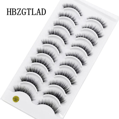 HBZGTLAD 10 Pairs 3D Faux Mink False Eyelashes – Natural Long Look Short Mink Lash Extensions for Makeup & Beauty