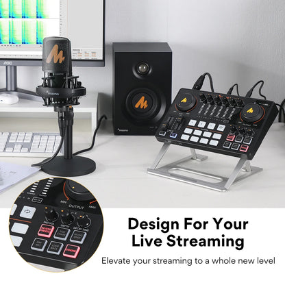 Maono AME2 Audio Interface Mixer - All-in-One Portable Podcast Studio for Recording, Live Streaming, YouTube, Guitar & PC