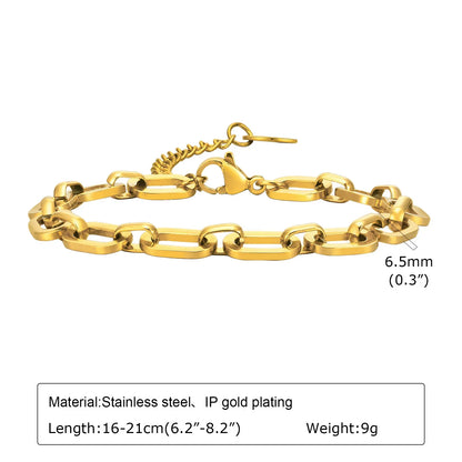 Chunky Gold-Plated Link Necklace — Stainless Steel Oval Chain Choker for Women, Minimalist Jewelry
