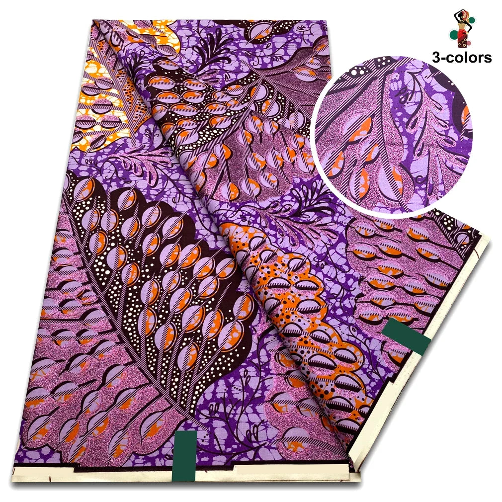 Premium Gold Print Pagne Fabric - 100% Cotton African Real Wax Ankara Grand SUP Nigerian Fabric