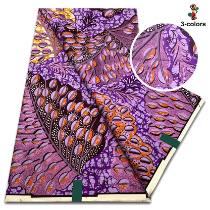 Premium Gold Print Pagne Fabric - 100% Cotton African Real Wax Ankara Grand SUP Nigerian Fabric