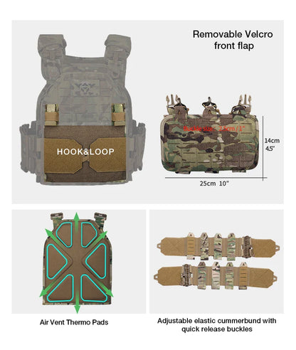 YAKEDA ATFG MOX CAMO Tactical Plate Carrier – Lightweight, Quick Release, 1000D Nylon MOLLE Vest for Combat & Hunting