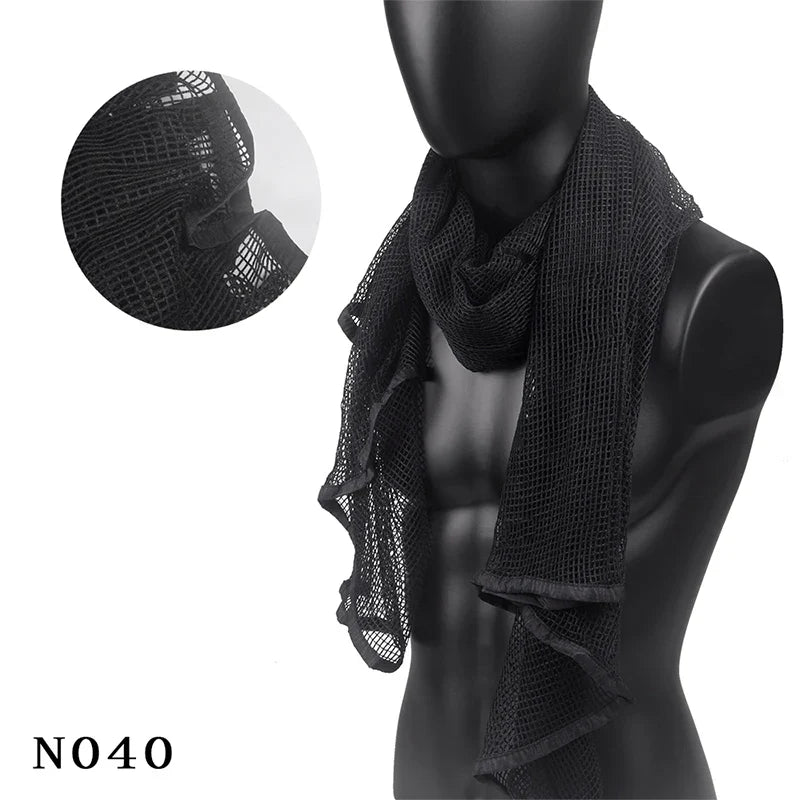 Outdoor Camouflage Netting Scarf — Camo Mesh Face Veil & Shemagh Head Wrap for Camping, Hiking, Shooting