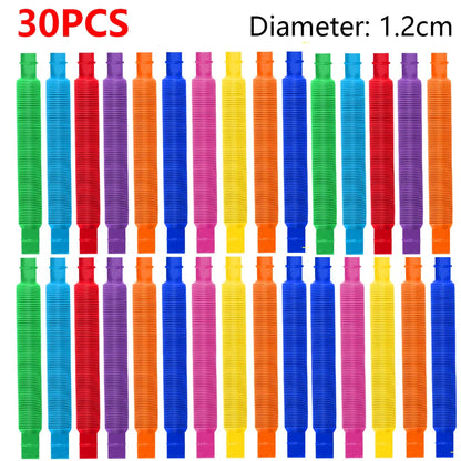 Colorful Telescopic Pop Tubes Fidget Toy Set (10–30PCS) – Sensory Stress Relief Toys for Adults & Kids