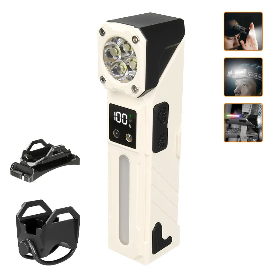 High-Power LED EDC Flashlight – Rechargeable Pocket Torch with RGB, Magnet & Clip for Camping & Fishing