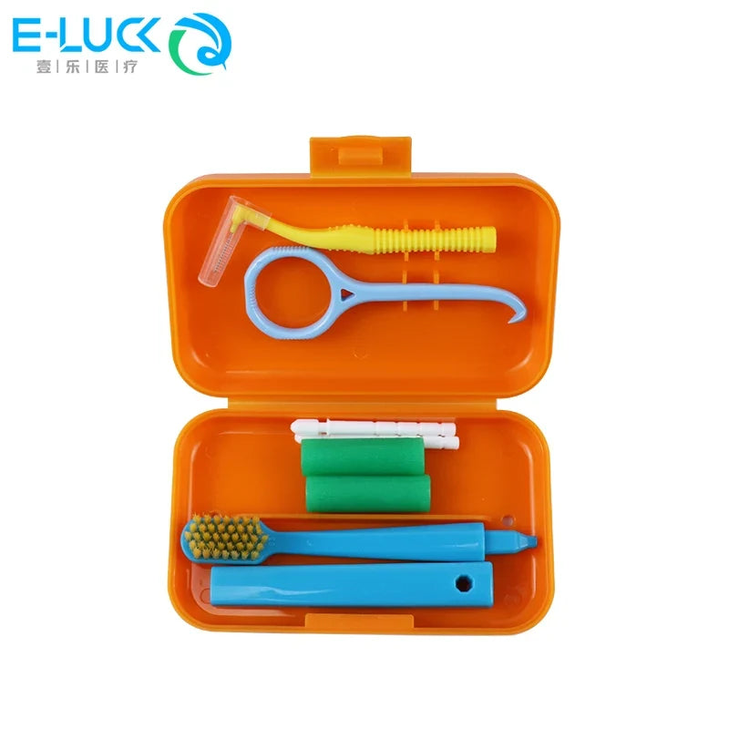 Portable Dental Cleaning Kit - Travel Oral Care Set with Toothbrush, Interdental Brush & Tongue Scraper