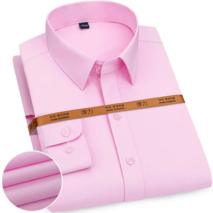 Men's Solid Color Long Sleeve Shirt - Slim Fit Formal Business Casual Dress Shirt