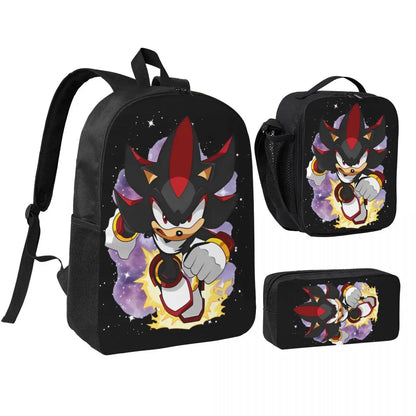 3-Piece Student Backpack Set - Cartoon School Bag with Lunch Bag and Pencil Case