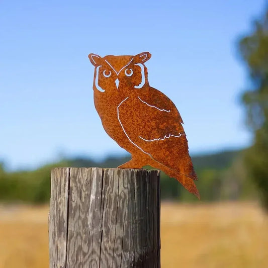 Rustic Metal Screech Owl Garden Stake - Outdoor Yard Decor for Thanksgiving & Christmas