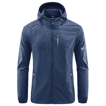 Men’s UPF 50+ UV Protection Jacket - Quick-Dry Lightweight Hooded Windbreaker for Hiking, Fishing and Cycling