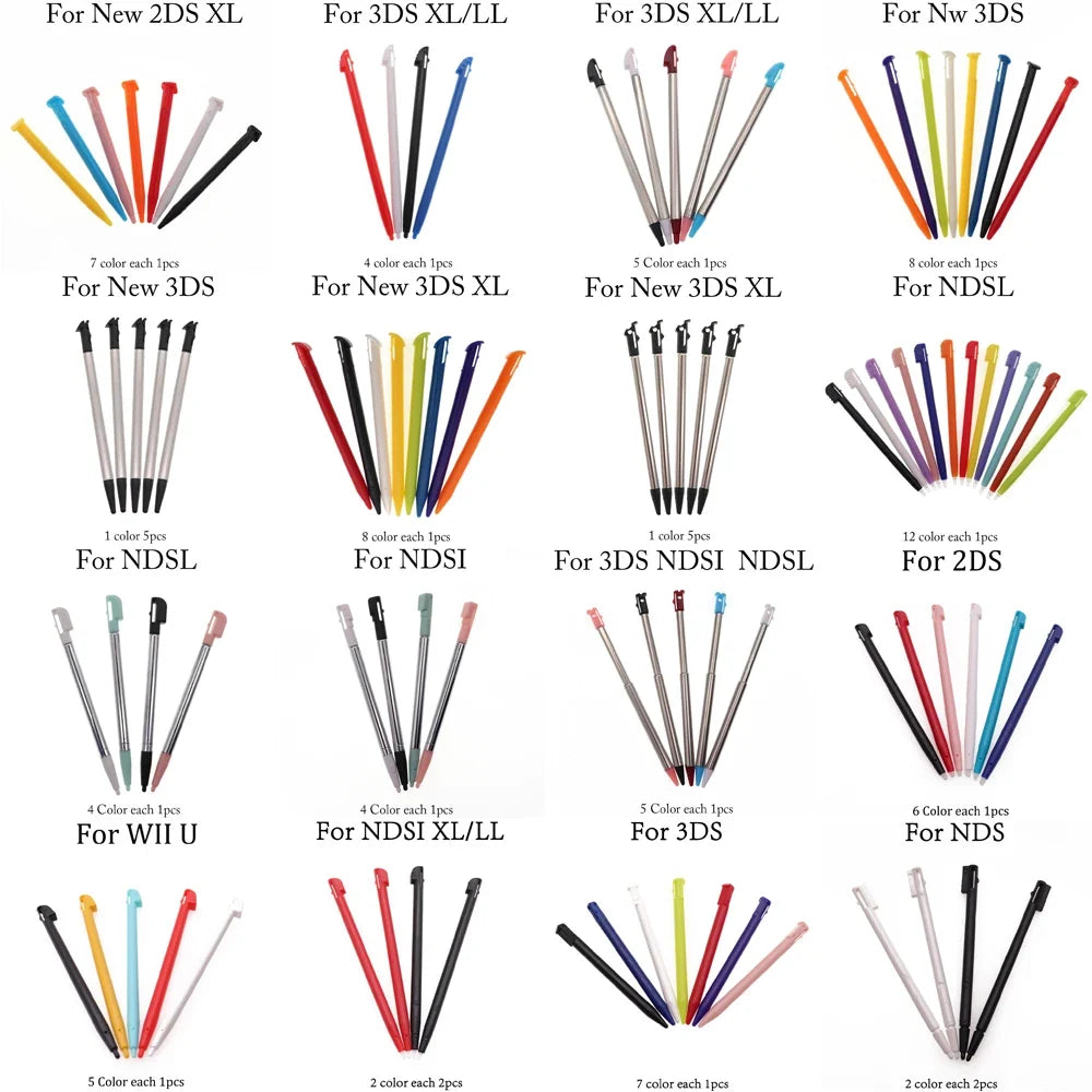 Touch Screen Stylus Pen - Plastic & Metal Replacement Pen for NDSL, NDSi, 2DS, 3DS XL & Wii U