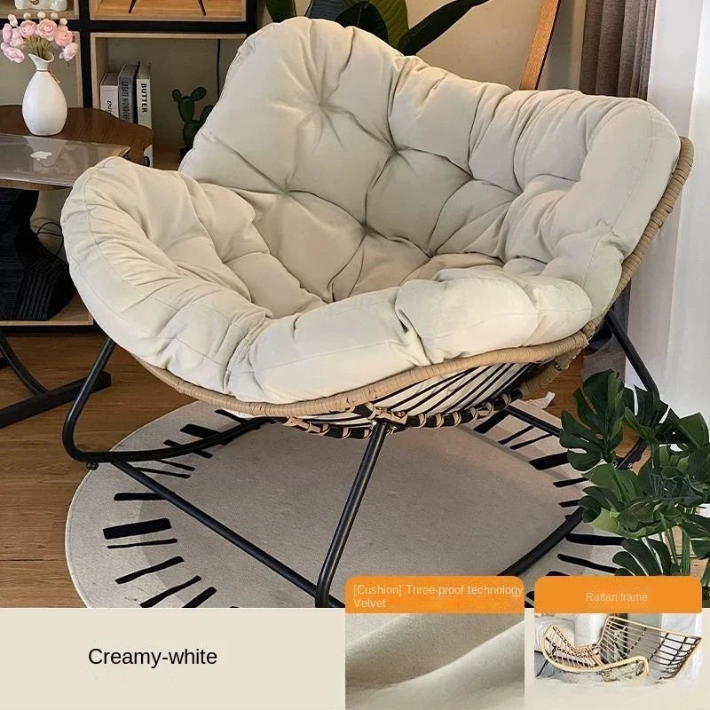Modern Rattan Rocking Chair - Luxury Iron Frame Leisure Lounge Chair for Living Room, Balcony & Home Relaxation