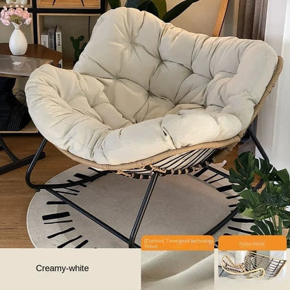 Modern Rattan Rocking Chair - Luxury Iron Frame Leisure Lounge Chair for Living Room, Balcony & Home Relaxation