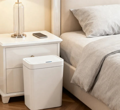 White 15L Touchless Smart Sensor Trash Can – Electronic Bathroom Garbage Bin with Auto Bagging, Smart Home Compatible