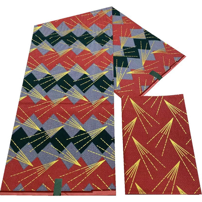 Kente Golden Wax Cotton Fabric - African Dutch Nigerian Ankara Batik Party Dress Fabric 2+4 Yards
