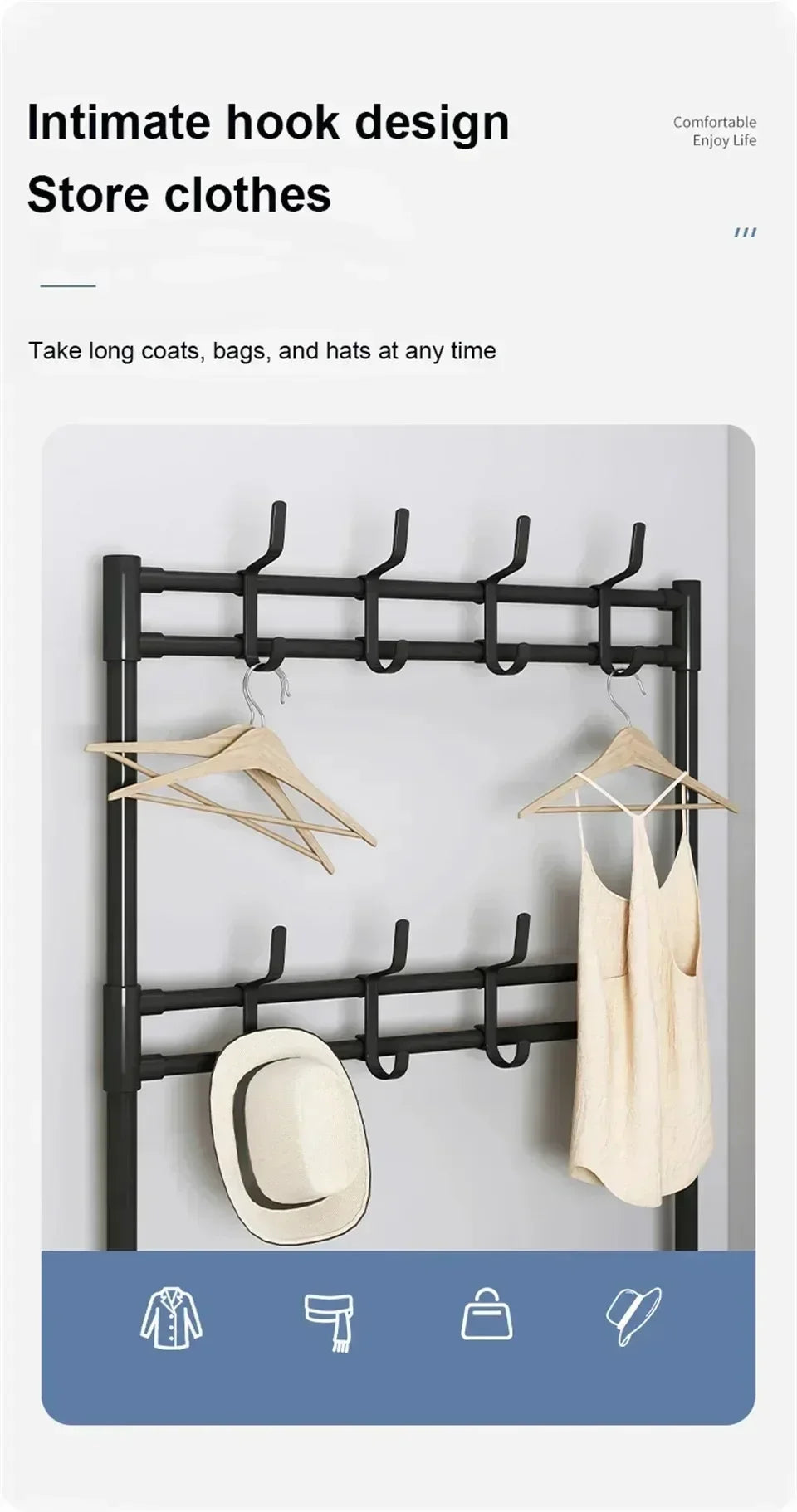 Multi-Layer Shoe and Hat Rack - Multifunctional Floor Standing Storage for Shoes, Sneakers, and Coats, Dormitory Organizer Cabinet